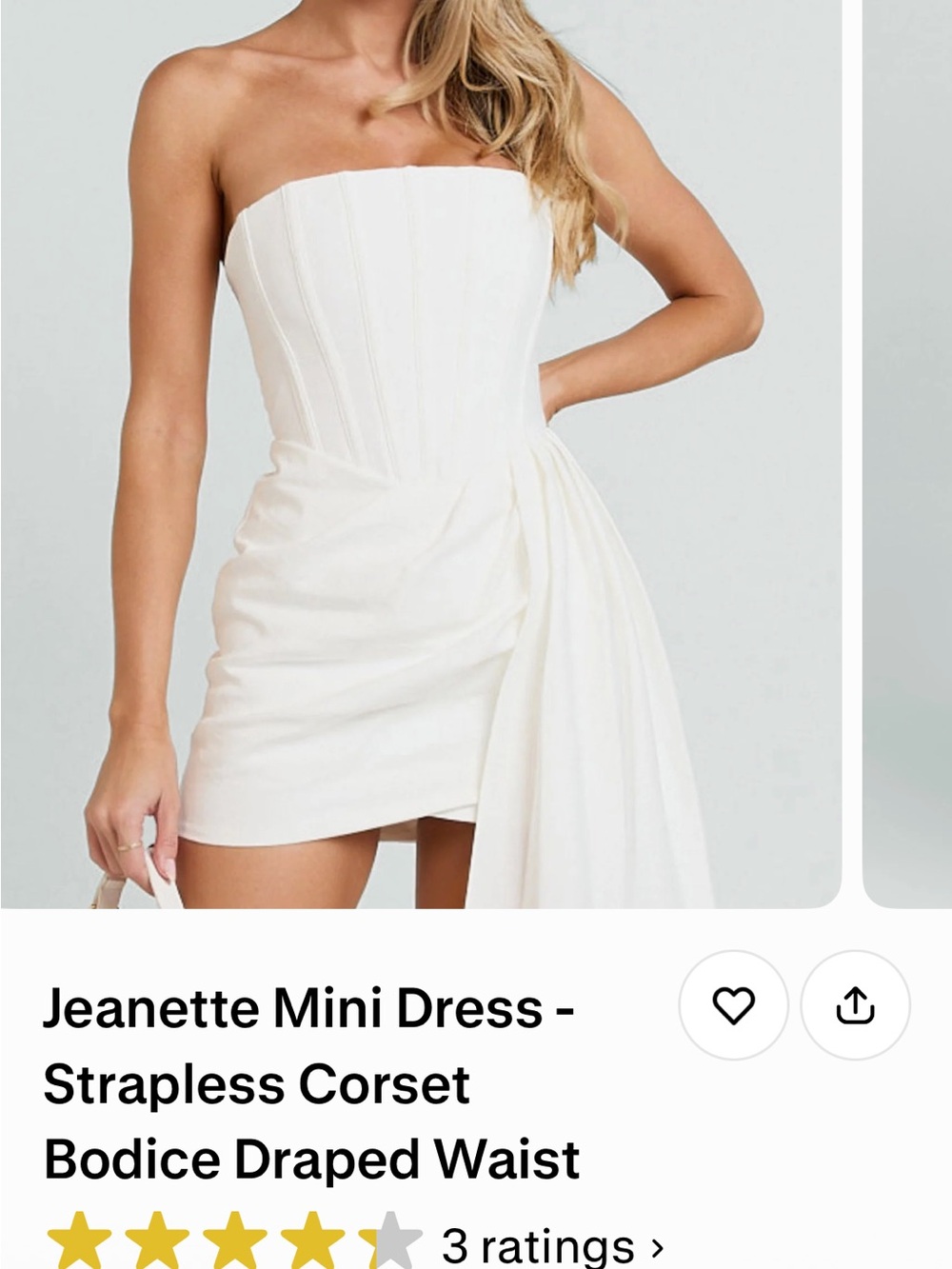Showpo Jeanette Strapless Corset Mini Dress in White